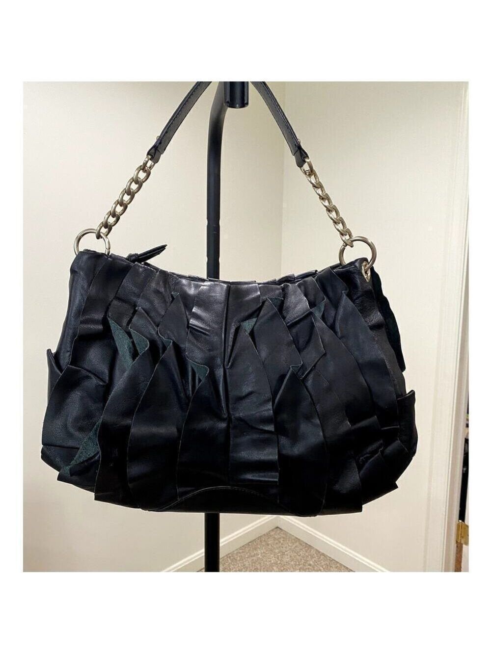 Ann Taylor Leather Purse with Ruffle Accent Detail - Size OS (EUC)
